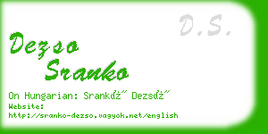 dezso sranko business card